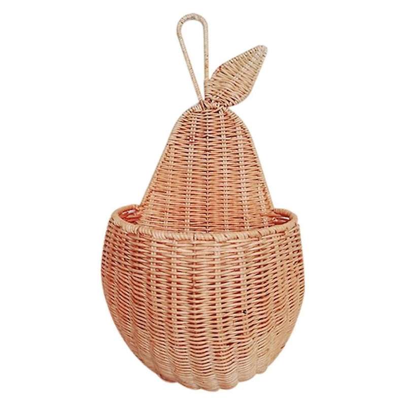 Rattan Pear Shape Storage Basket Handmade Fruit Organizer Wicker Organizer Baby Room Nursery Decora