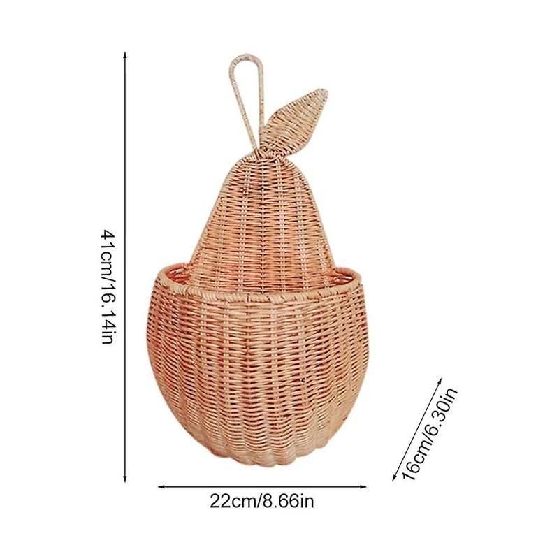 Rattan Pear Shape Storage Basket Handmade Fruit Organizer Wicker Organizer Baby Room Nursery Decora