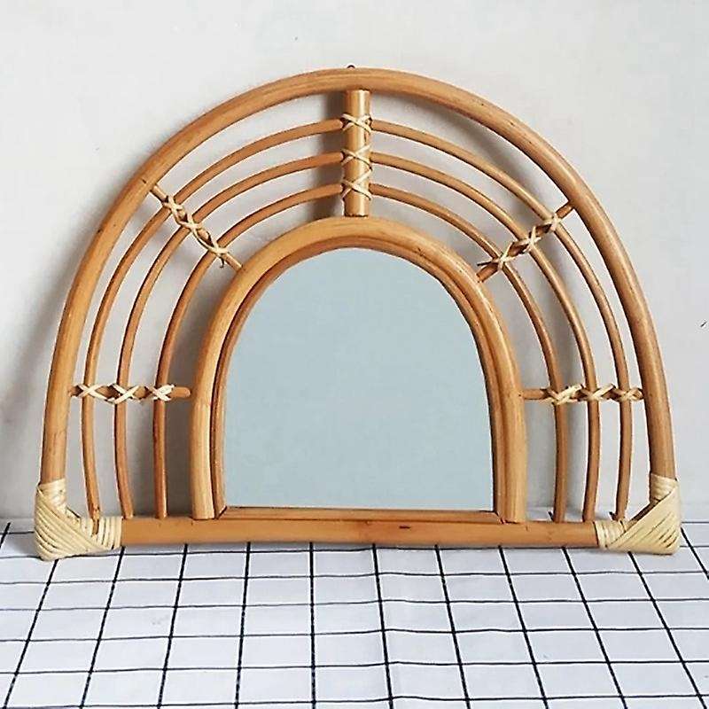 Rattan Wall Mirror Innovative Art Decor Dressing Makeup Mirrors for Washrooms Living Rooms Bathroom