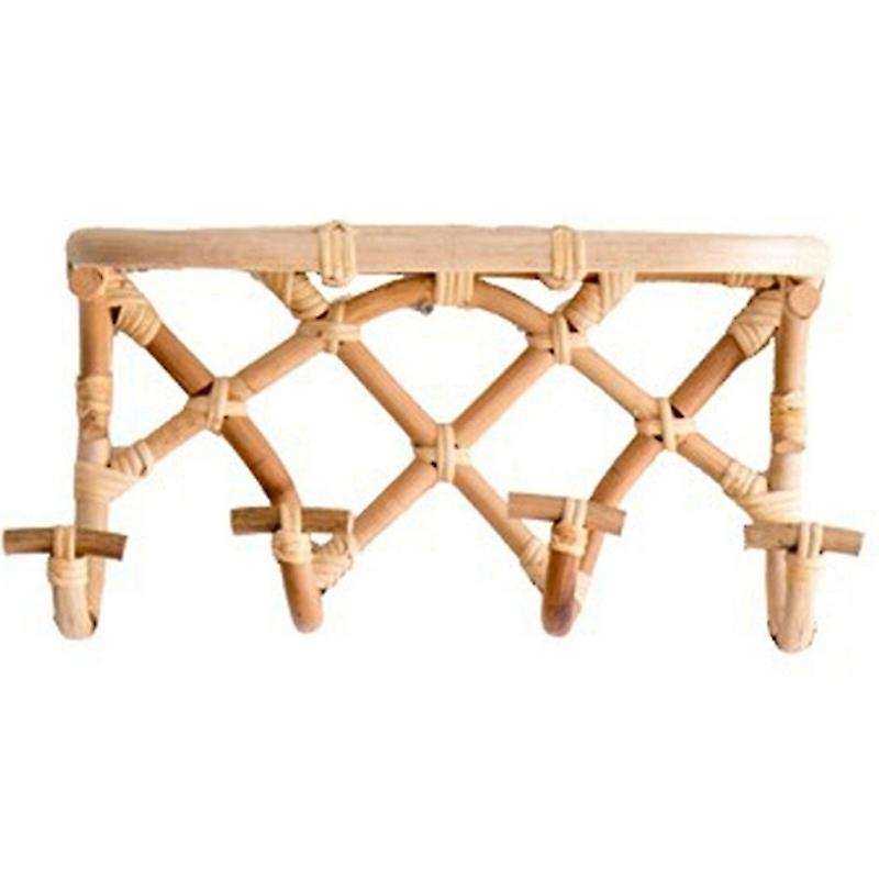 Rattan Clothes Hanger Rack Organizer for Coat Hat Hooks Towel Handbag Holder Bathroom