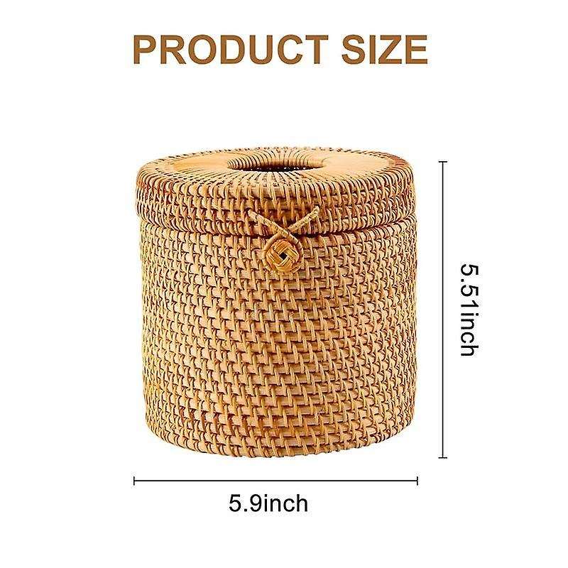 Rattan Tissue Box Toilet Paper Cover Wicker Decorative Holders with Lid for Storage Single Roll And