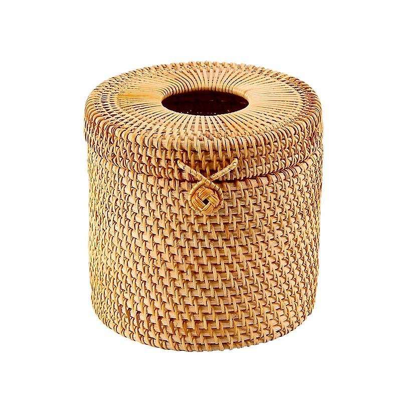 Rattan Tissue Box Toilet Paper Cover Wicker Decorative Holders with Lid for Storage Single Roll And