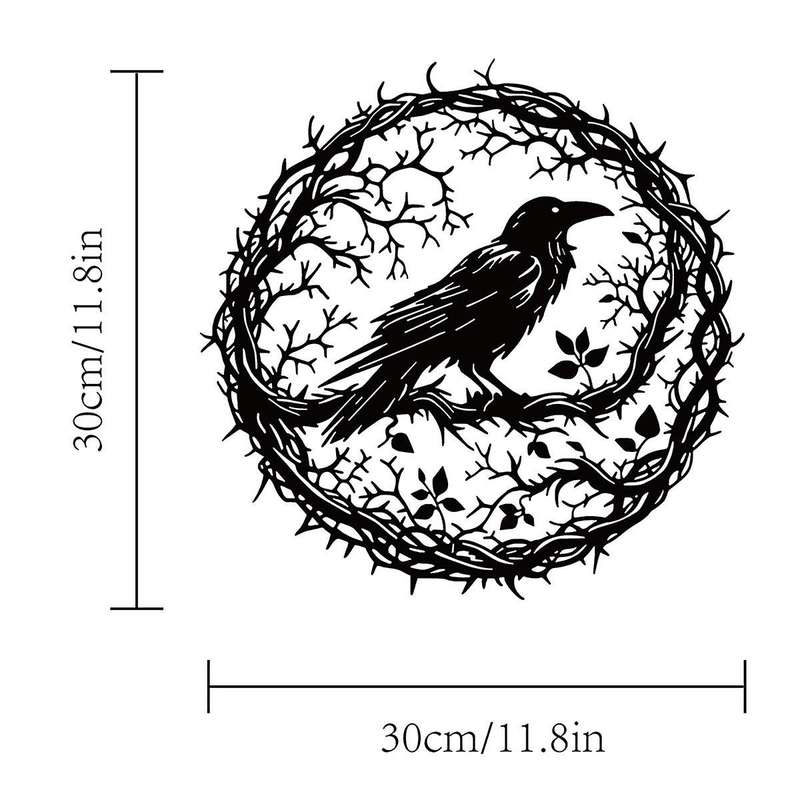 Raven Bird Metal Wall Art,Crow Wall Art Decor Black Bird Sculpture,Unique Design Home Decor for Gard