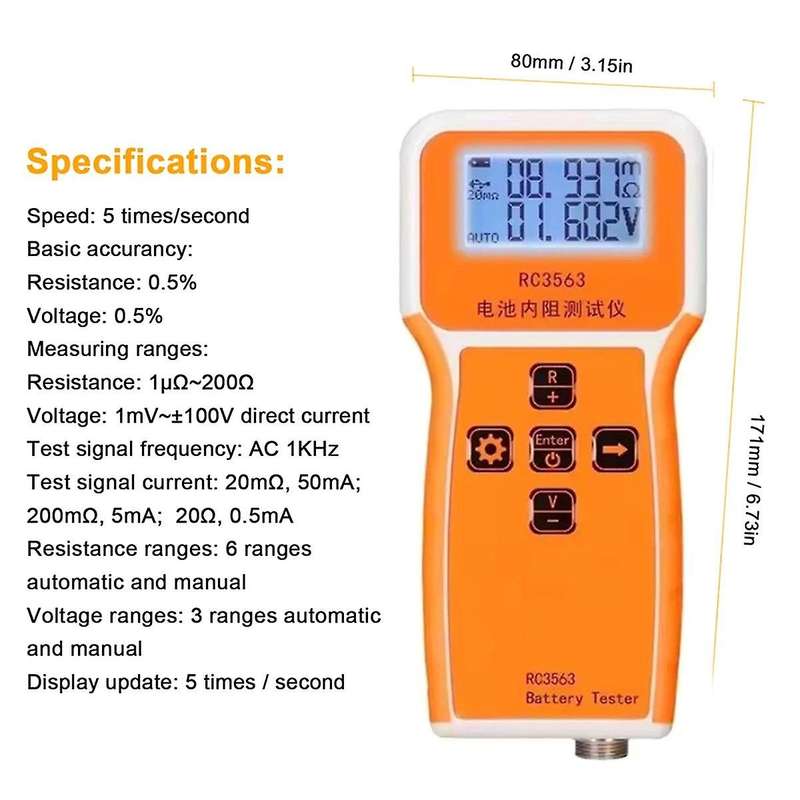 RC3563 18650 Battery Voltage Internal Resistance Tester High-Precision Trithium Lithium Iron Phospha