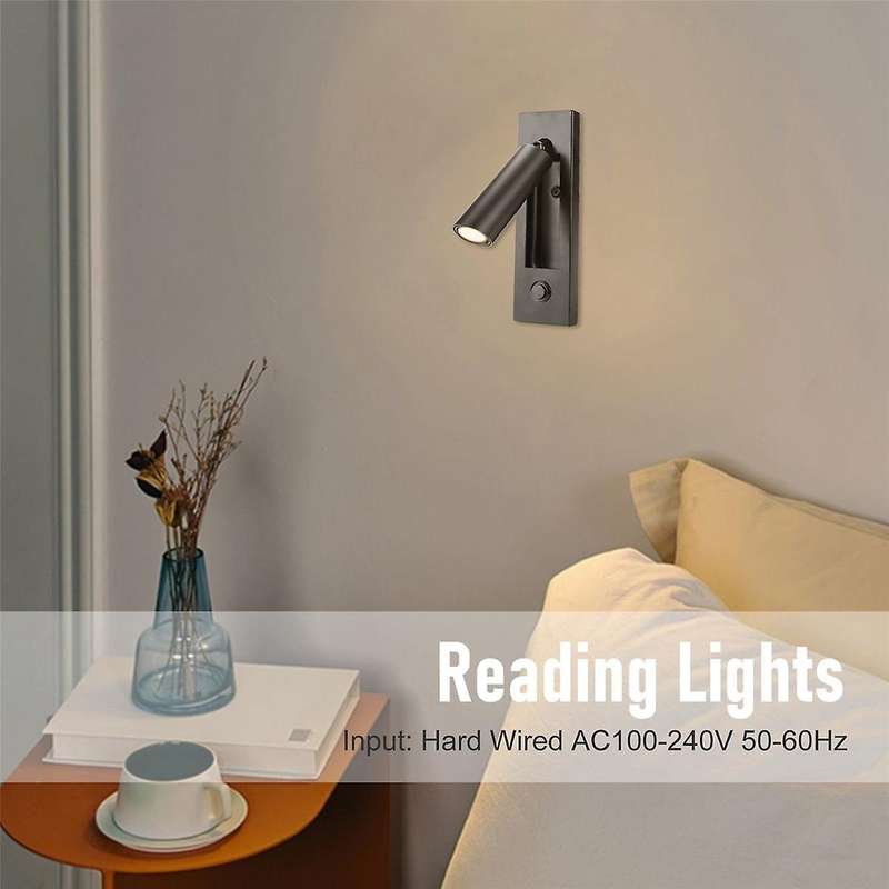 Reading Lights,headboard Wall Light Reading Light Recessed Push Switch Wall for Living Room, Bedroo