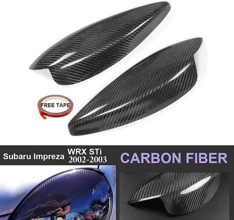 Real Carbon Fiber Car Front Headlight Eyebrow Eyelid Cover for 2002-2003 Headlight Lamp Eyebrow
