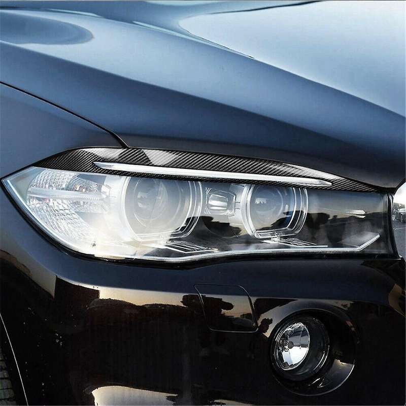 Real Carbon Fiber Car Headlight Eyelids Eyebrow Cover for F15 X5 F85 X5m X6 2014-2018