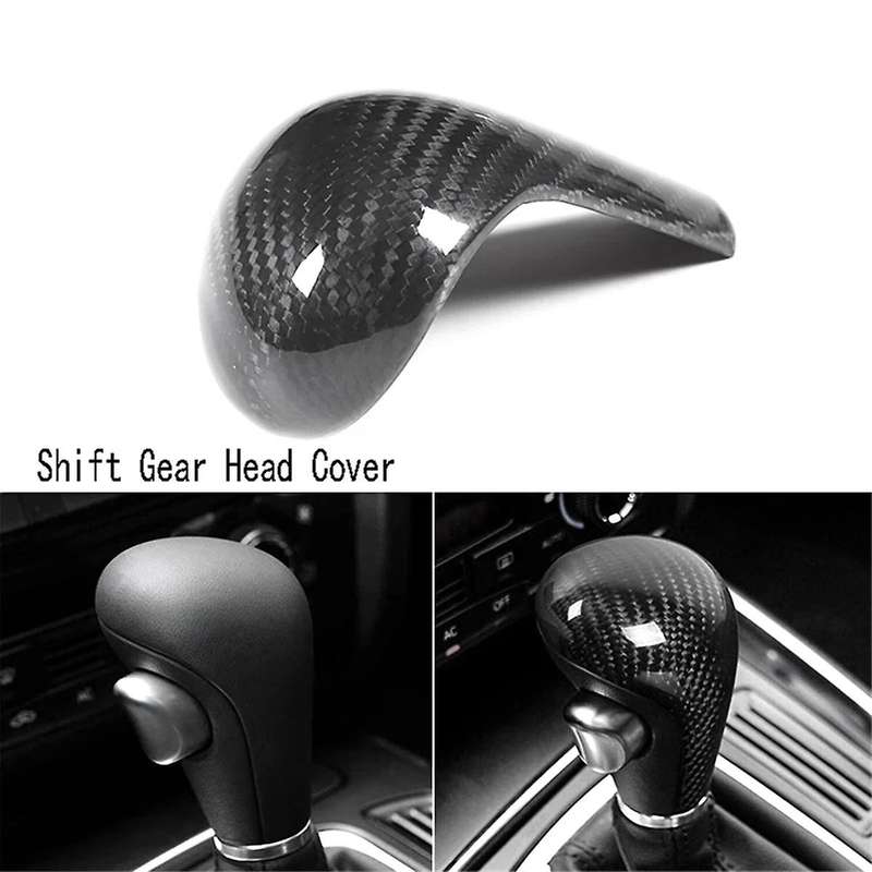 Real Carbon Fiber Car Interior Gear Shift Gear Head Cover Trim for A6L Q5 A5 A4L Shift Knob Shell