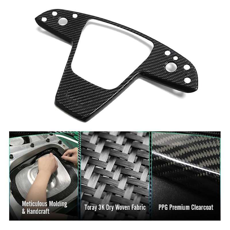 Real Carbon Fiber Car Interior Steering Wheel Frame Sticker Cover Trim for Model S 2021-2023