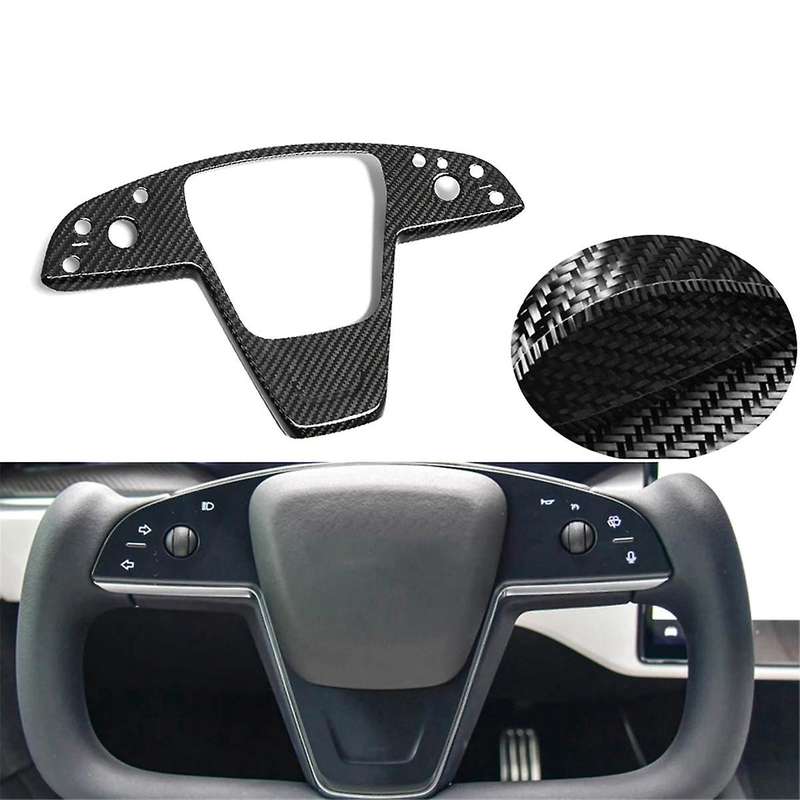 Real Carbon Fiber Car Interior Steering Wheel Frame Sticker Cover Trim for Model S 2021-2023