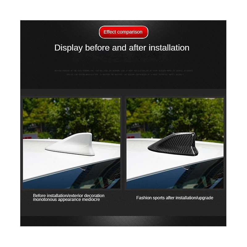 Real Carbon Fiber Car Roof Fin Signal Antenna Cover Exterior Interior Trim for 2022(Black)