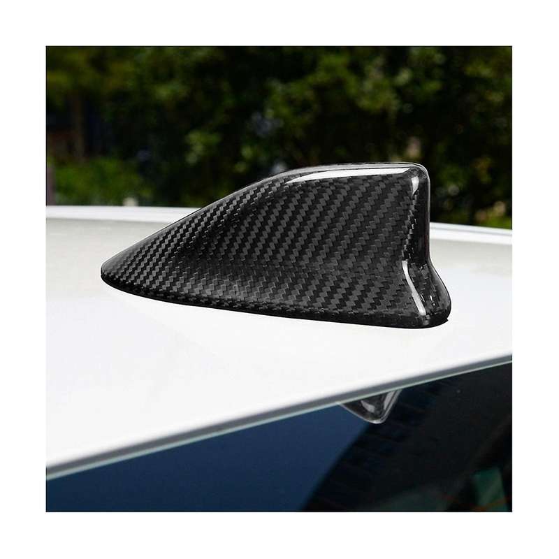 Real Carbon Fiber Car Roof Fin Signal Antenna Cover Exterior Interior Trim for 2022(Black)