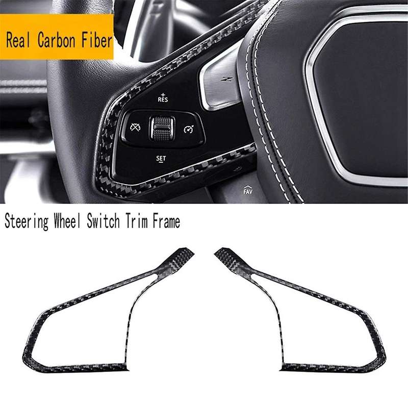 Real Carbon Fiber Car Steering Wheel Switch Trim Frame for C8 Z51 2020-2022