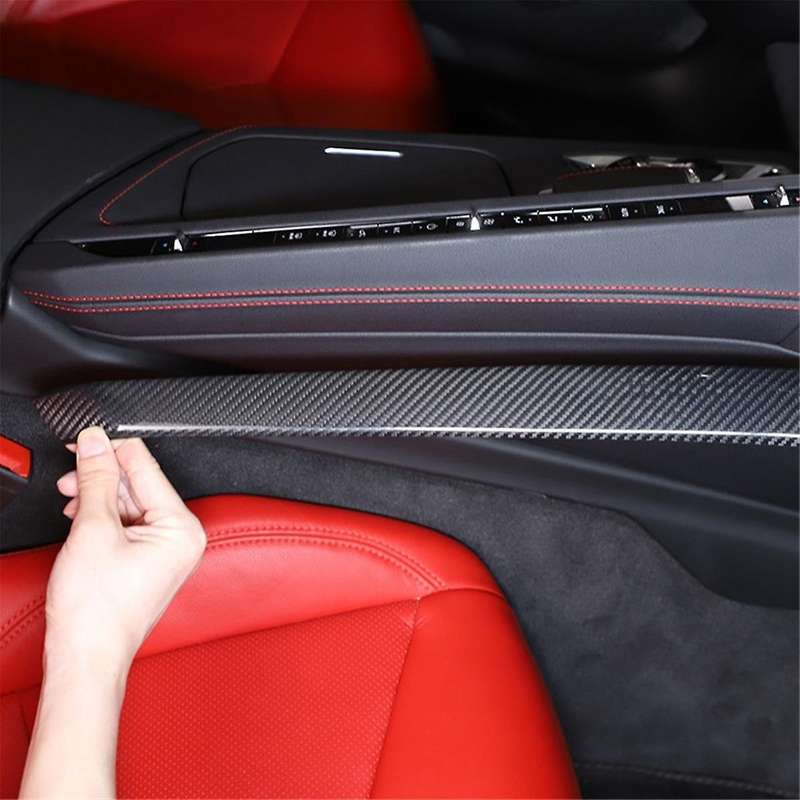 Real Carbon Fiber Center Console Passenger Side Panel Trim Strip Cover for C8 2020-2024 Accessories