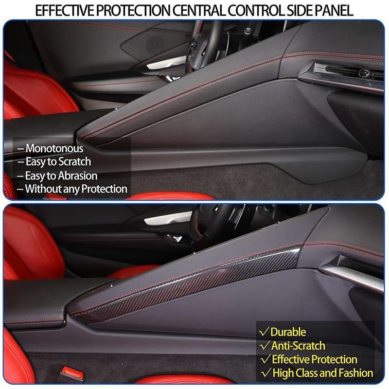 Real Carbon Fiber Center Console Passenger Side Panel Trim Strip Cover for C8 2020-2024 Accessories