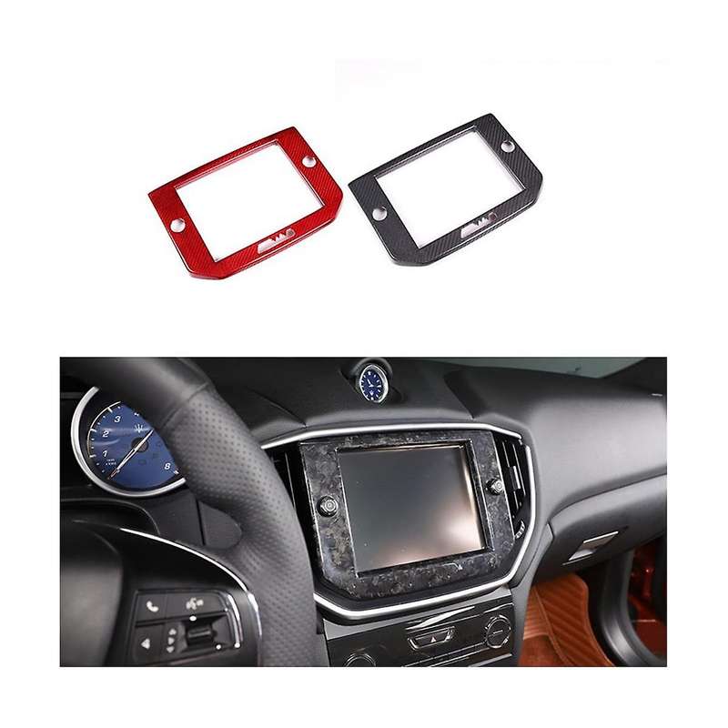 Real Carbon Fiber Central Control Navigation Panel Trim Screen Frame Cover for 2014-2015(Carbon)