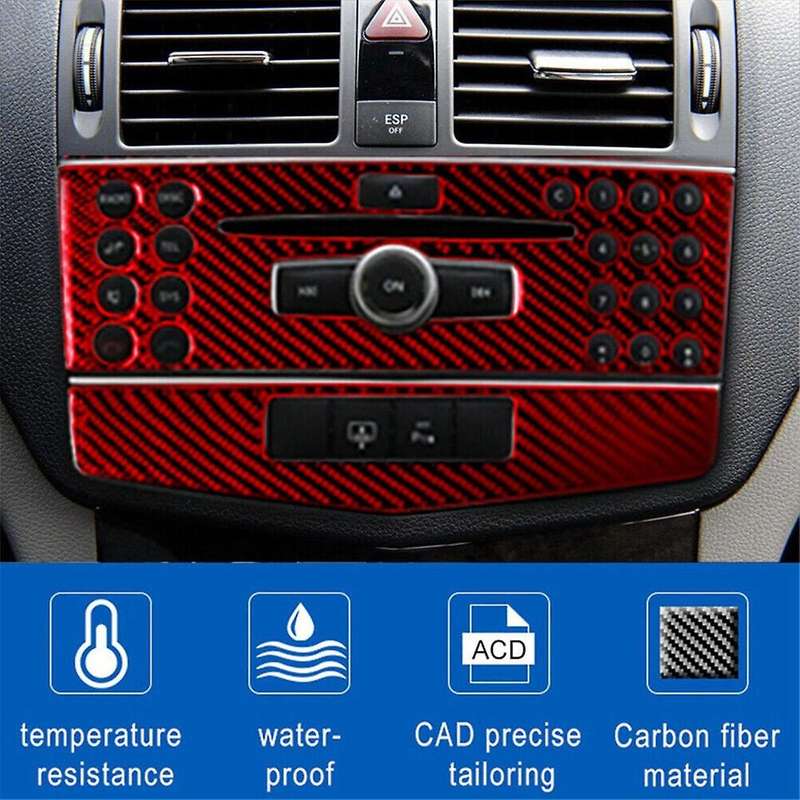 Real Carbon Fiber Central Console Panel Cover Trim 07-10 for W204 C-Class