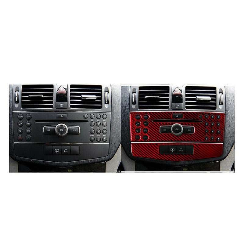Real Carbon Fiber Central Console Panel Cover Trim 07-10 for W204 C-Class