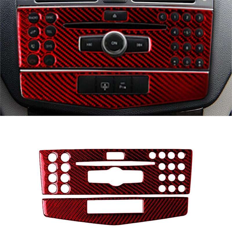 Real Carbon Fiber Central Console Panel Cover Trim 07-10 for W204 C-Class