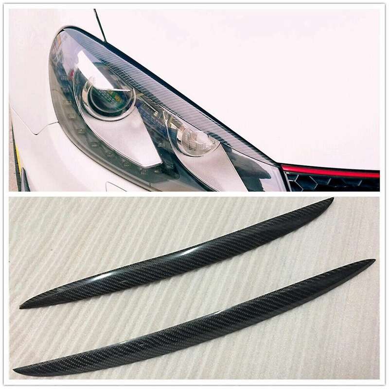 Real Carbon Fiber Eyelids Eyebrows Lids Headlight Trim Cover for Golf 6 R Mk6 2009-2012
