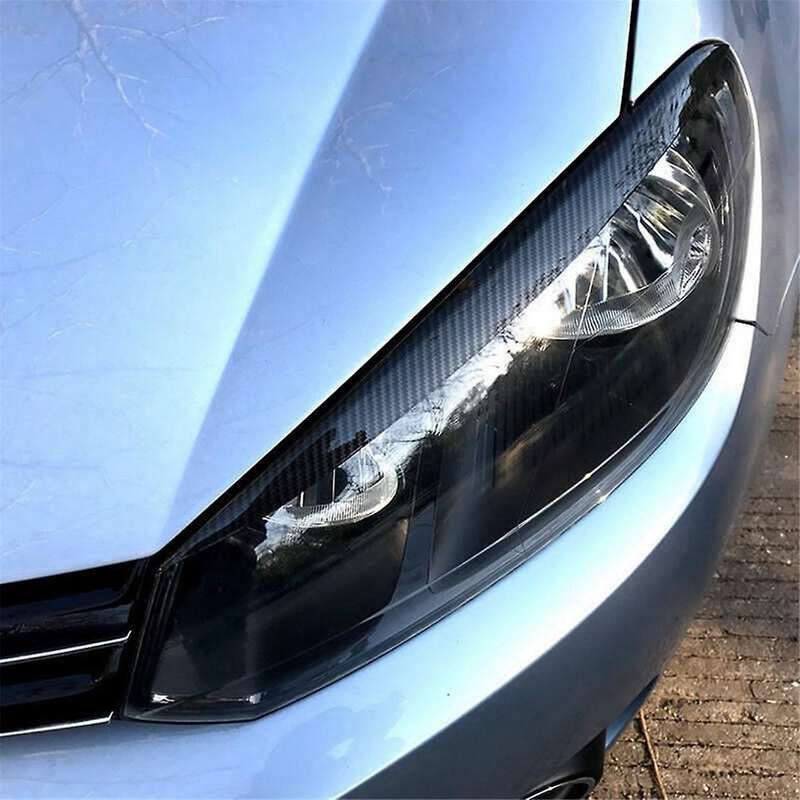 Real Carbon Fiber Eyelids Eyebrows Lids Headlight Trim Cover for Golf 6 R Mk6 2009-2012