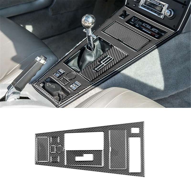 Real Carbon Fiber for C3 1968-1982 Car Center Console Gear Panel Cover Kit Trim Accessories ,B