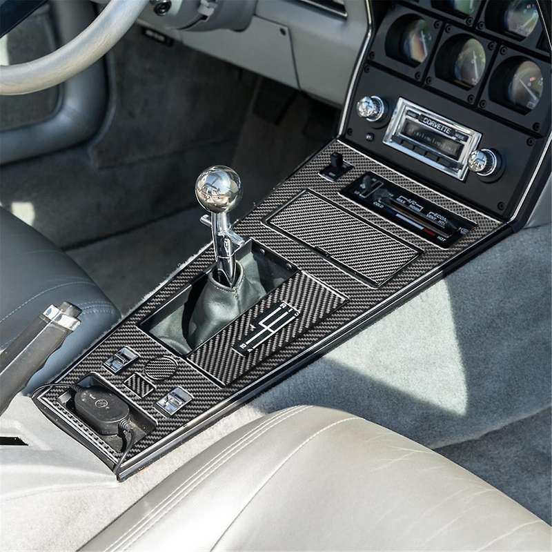 Real Carbon Fiber for C3 1968-1982 Car Center Console Gear Panel Cover Kit Trim Accessories ,B