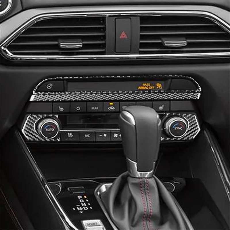 Real Carbon Fiber for CX9 -9 2016-2022 Center Console AC Knob Control Panel Cover Trim Interior Acce