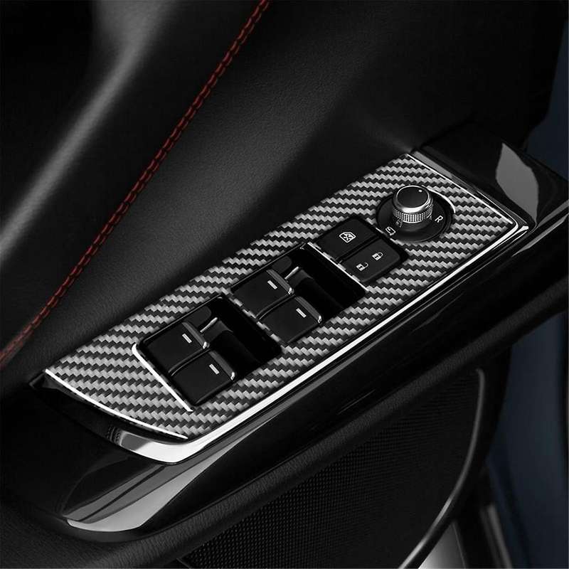Real Carbon Fiber for CX9 -9 2016-2022 LHD Door Side Window Lift Switch Panel Cover Trim Interior Ac