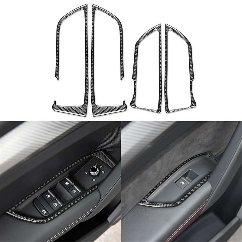 Real Carbon Fiber for Q5L FY SQ5 2018-2024 Door Sides Window Lift Switch Button Panel Cover Interio