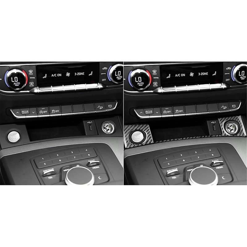 Real Carbon Fiber for Q5L FY SQ5 18-2024 LHD Dash Push Engine Start Button Panel Cover Interior Tri