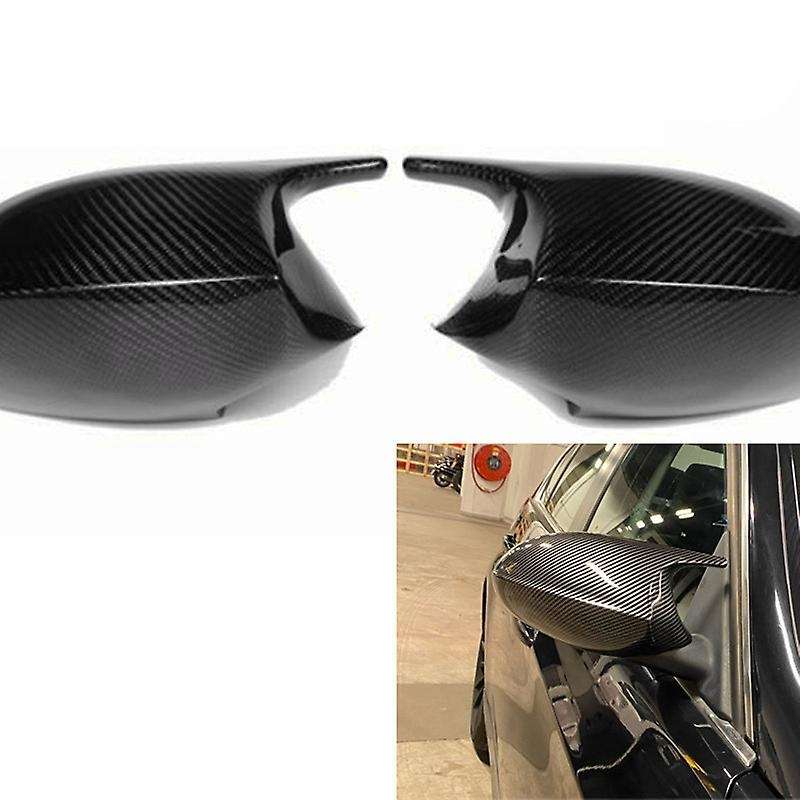 Real Carbon Fiber Horned Style Rearview Mirror Housing Cover Caps for 3 Series E90 E92 E80 E81 E87