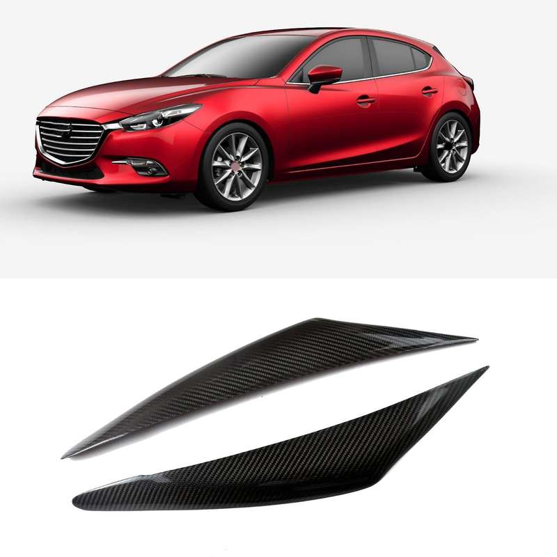 Real Carbon Fiber Headlight Eyebrows Eyelids Stickers Trim Cover Headlight Lid for Axela M3 2017 201