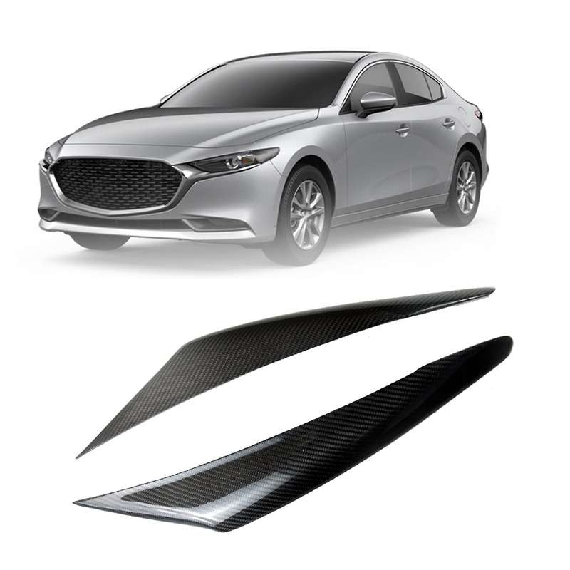 Real Carbon Fiber Headlight Eyebrows Eyelids Stickers Trim Cover Headlight Lid for Axela M3 2017 201