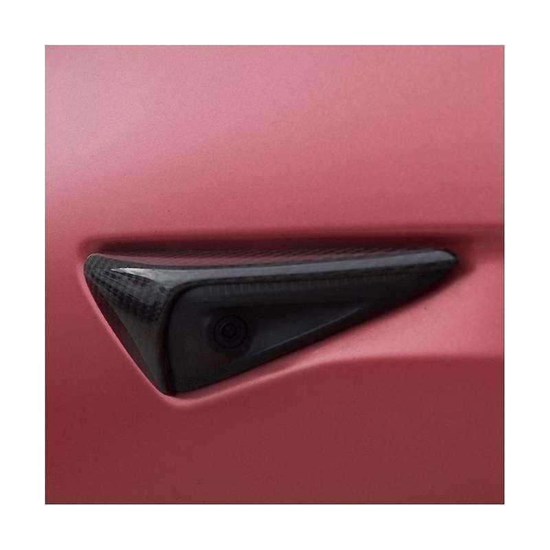 Real Carbon Fiber Side Camera Protection Cover Car Accessories Trim Sticker for Model 3 Y X S