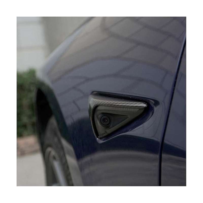 Real Carbon Fiber Side Camera Protection Cover Car Accessories Trim Sticker for Model 3 Y X S