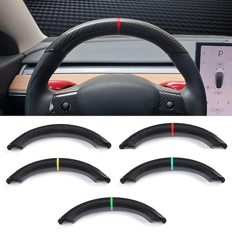 Real Carbon Fiber Steering Wheel Cover Trim Replacement Stickers Accessories for Y Red