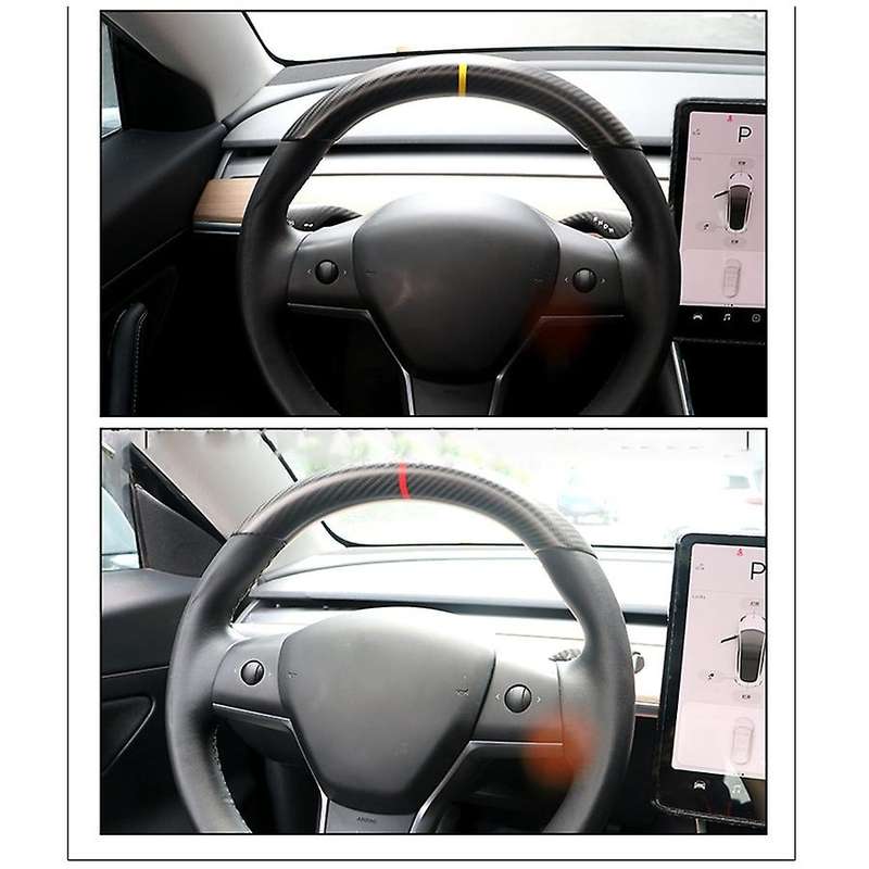 Real Carbon Fiber Steering Wheel Cover Trim Replacement Stickers Accessories for Y Red