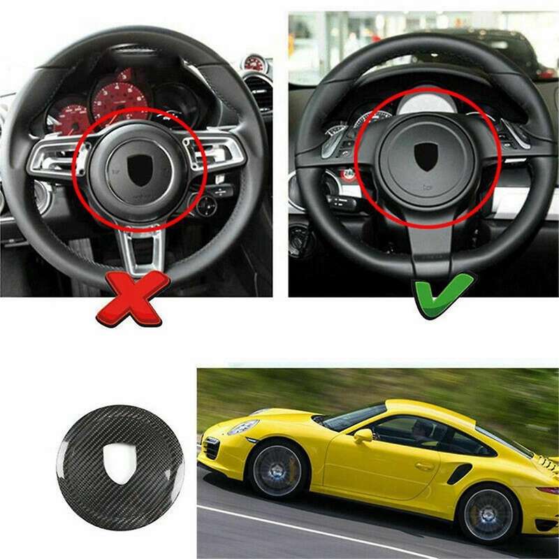 Real Carbon Fiber Steering Wheel Rings Logo Trim Cover Stickers for 2008-2016 Black