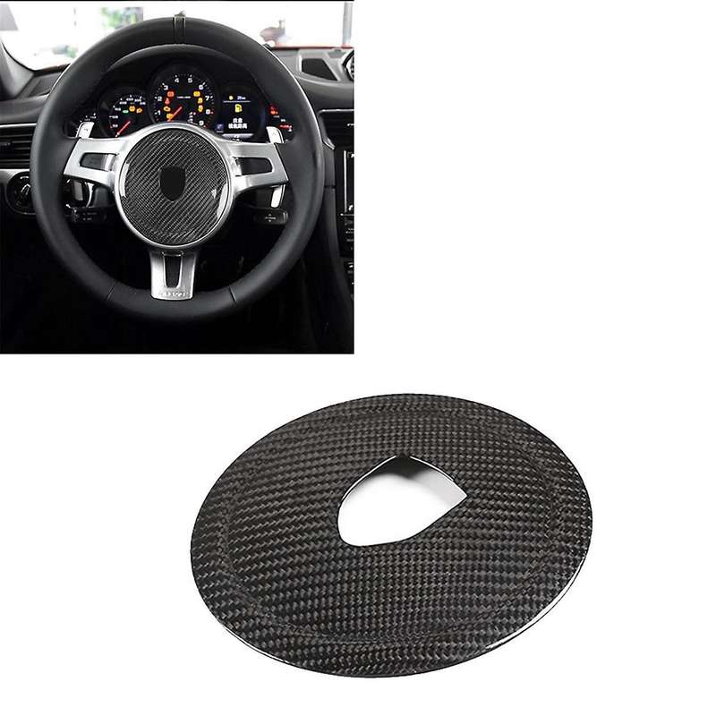 Real Carbon Fiber Steering Wheel Rings Logo Trim Cover Stickers for 2008-2016 Black