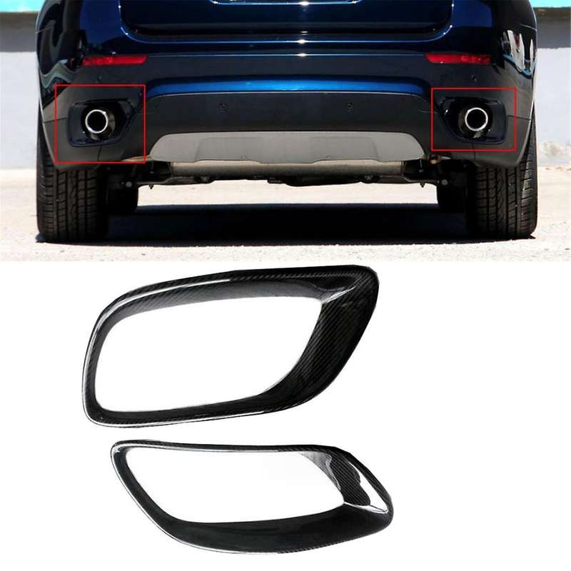 Real Carbon Fiber Tailpipe Trim Cover Exhaust Pipe Cover Tail Throat Frame Car Parts for X6 E71 2008