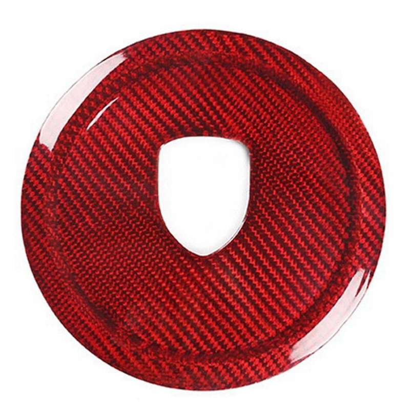 Real Carbon Fiber Steering Wheel Rings Logo Trim Cover Stickers for 2008-2016 Red
