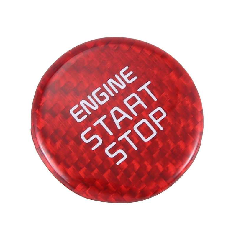 Real Carbon -Key Start Stop Button Engine Button Cover Sticker for 2018-2022 Red