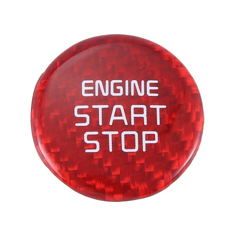 Real Carbon -Key Start Stop Button Engine Button Cover Sticker for 2018-2022 Red