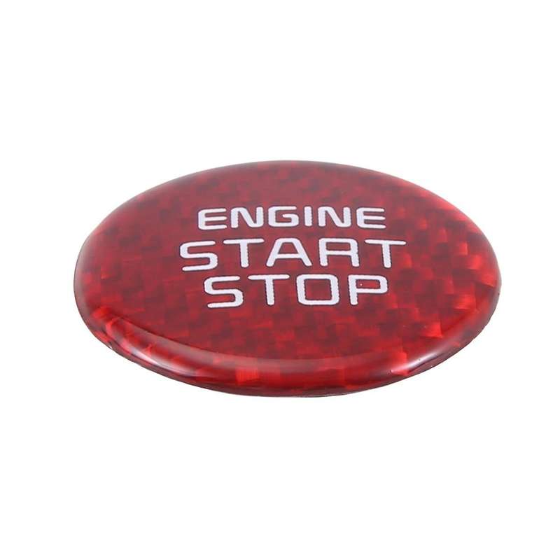 Real Carbon -Key Start Stop Button Engine Button Cover Sticker for 2018-2022 Red