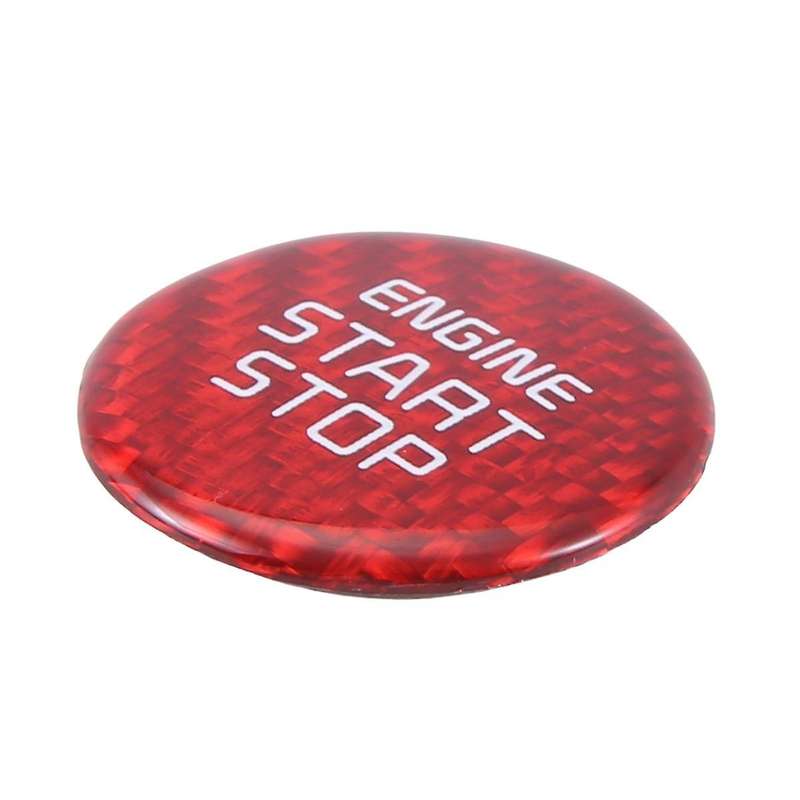 Real Carbon -Key Start Stop Button Engine Button Cover Sticker for 2018-2022 Red