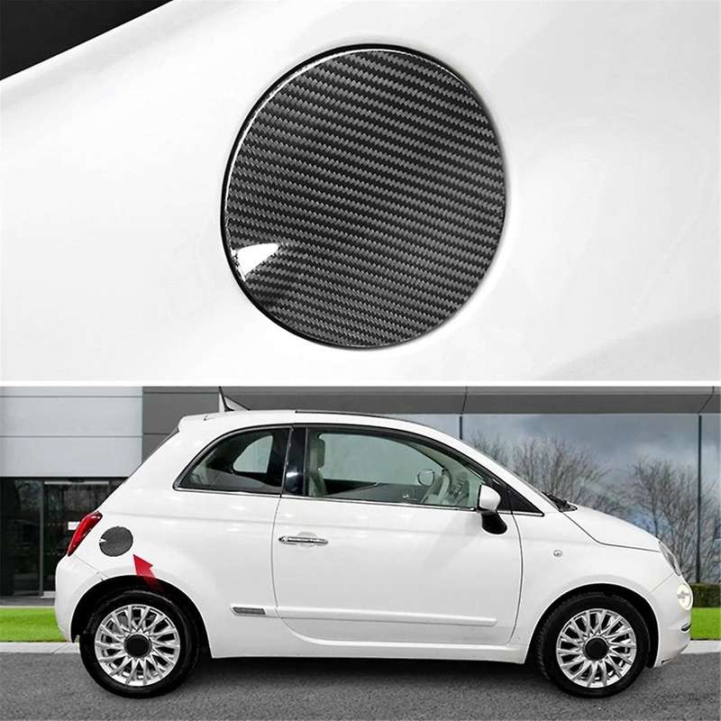 Real Carbon Fibre Car Exterior Gas Oil Fuel Tank Cap Cover Trim Stickers for 500 2012-2019 Car Acces