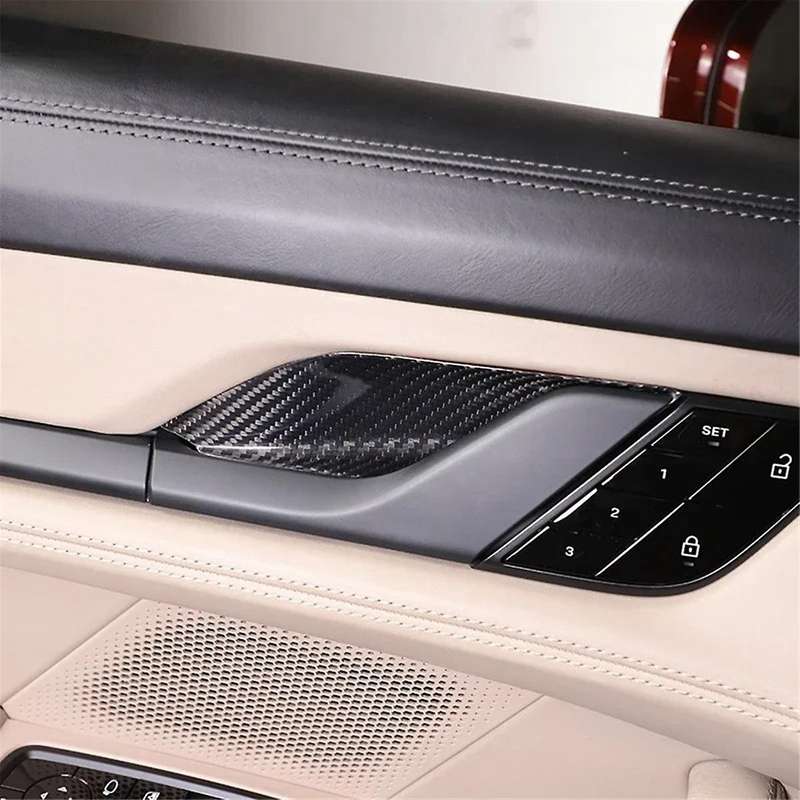 Real Dry Carbon Fiber for 992 2019-2023 Car Inner Door Handle Bowl Cover Trim Interior Accessories