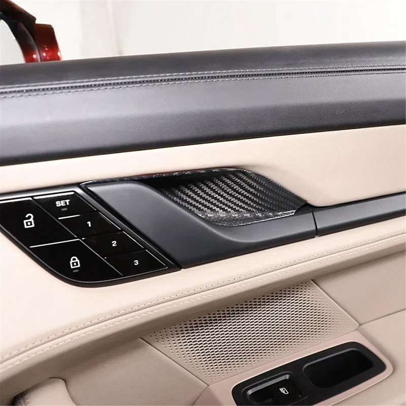 Real Dry Carbon Fiber for 992 2019-2023 Car Inner Door Handle Bowl Cover Trim Interior Accessories