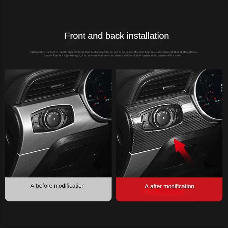 Real Hard Carbon Fiber Car Headlight Switch Interior Trim Sticker for 2015-2023